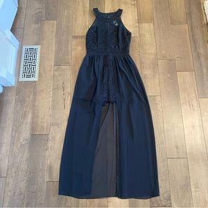 Black high low romper